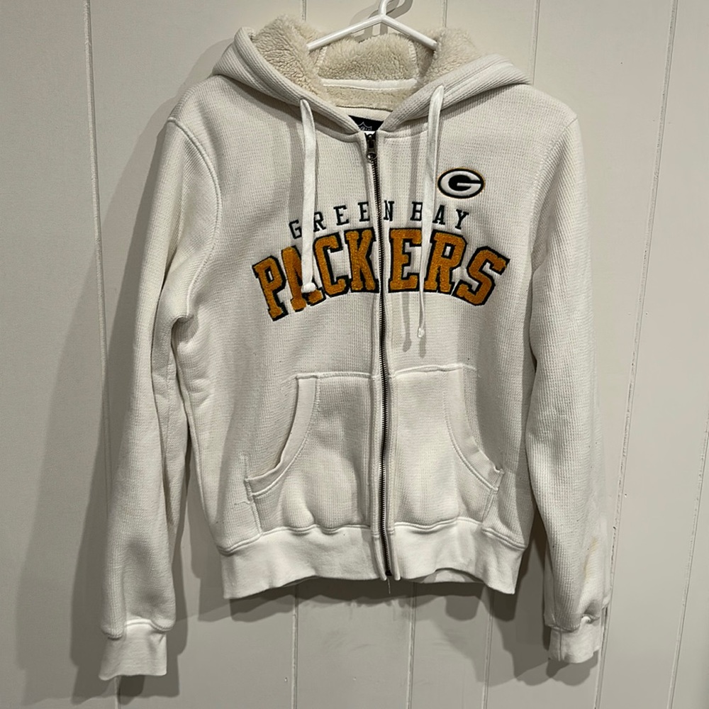 Green Bay Packers Sherpa Fleeced Lined Hooded Zip Up Jacket